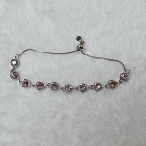 Chic Heart-Shaped Pink Moissanite 925 Silver Bracelet